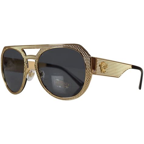 men's versace sunglasses gold frame|Versace sunglasses gold side.